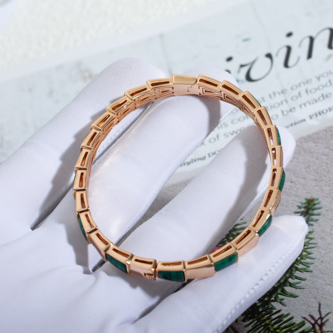 [：Polaidi]SERPENTI BRACELET PINK GOLD MALACHITE