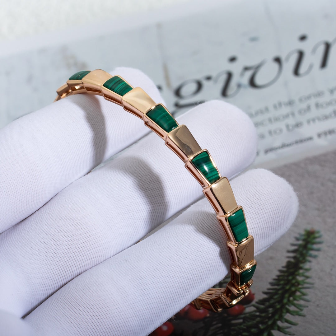 [：Polaidi]SERPENTI BRACELET PINK GOLD MALACHITE
