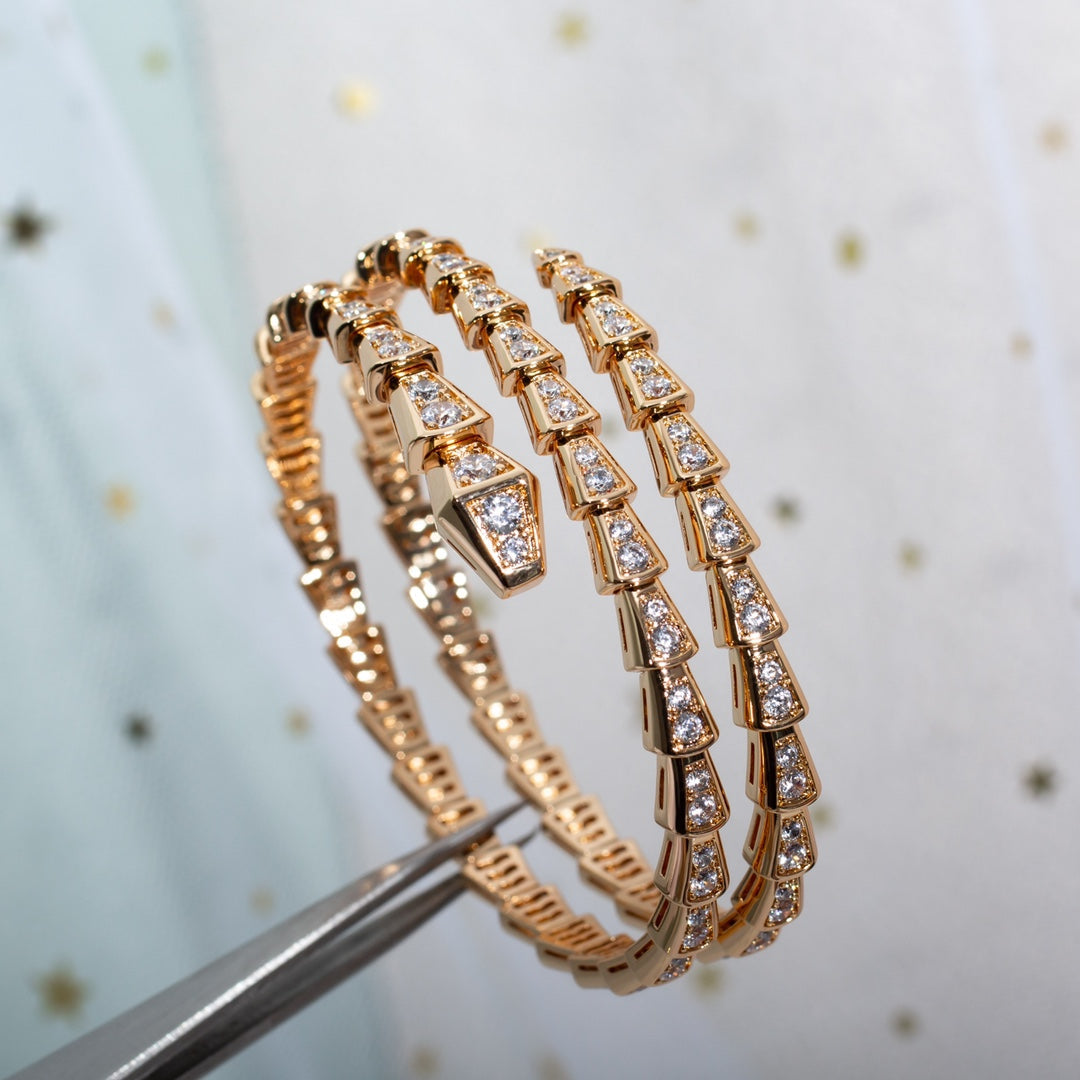 [：Polaidi]SERPENTI BRACELET PINK GOLD DIAMOND DOUBLE ROW