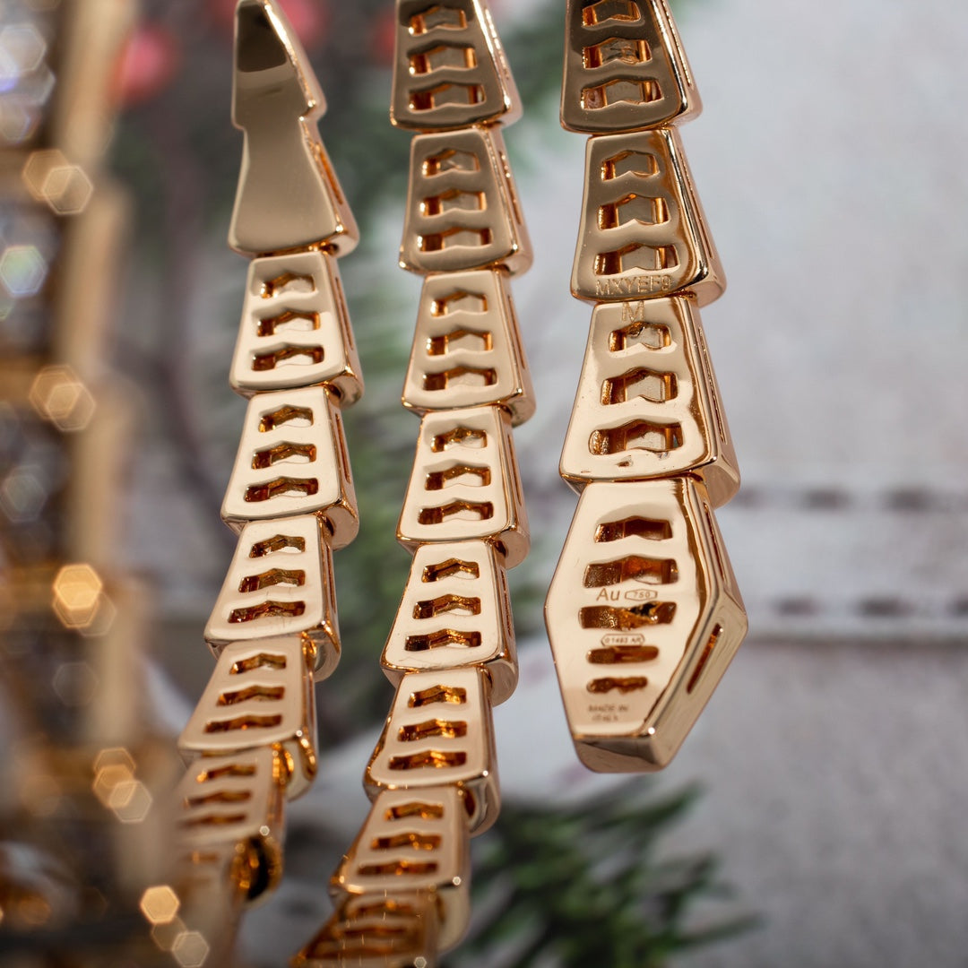 [：Polaidi]SERPENTI BRACELET PINK GOLD DIAMOND DOUBLE ROW