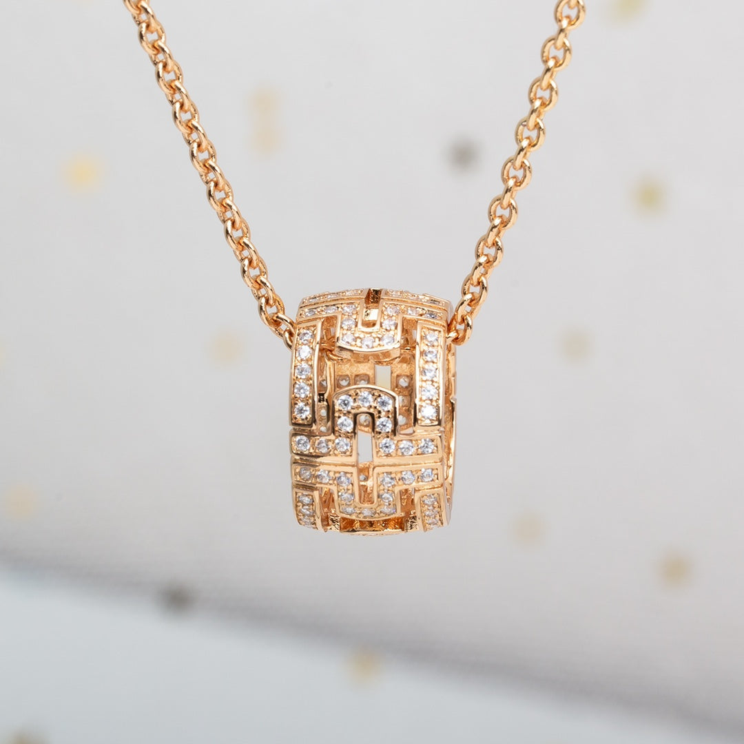 [：Polaidi]PARENTESI NECKLACE PINK GOLD DIAMOND