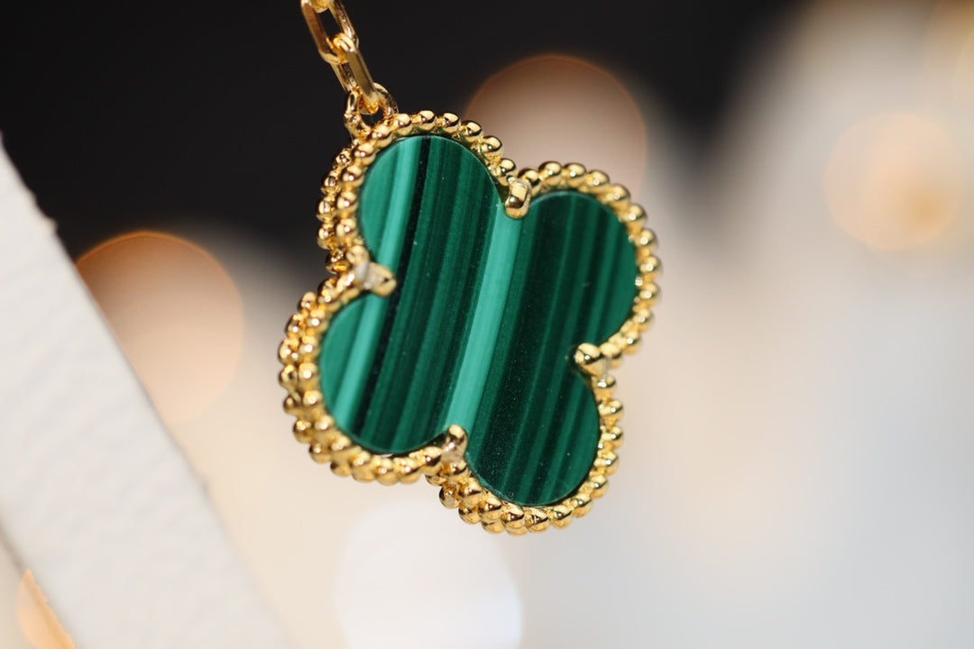 [Polaidi Jewelry]CLOVER EARRINGS GOLD MALACHITE DIAMOND 3 MOTIF