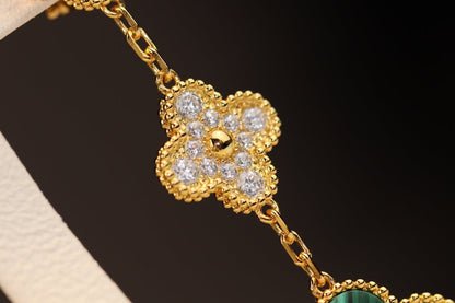 [：Polaidi Jewelry]CLOVER EARRINGS GOLD MALACHITE DIAMOND 3 MOTIF