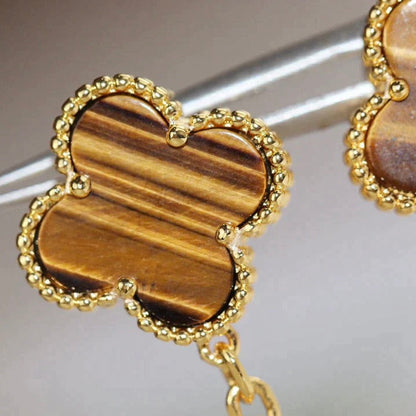 [：Polaidi Jewelry]クローバー 2モチーフ タイガーアイ カーネリアン イヤリング