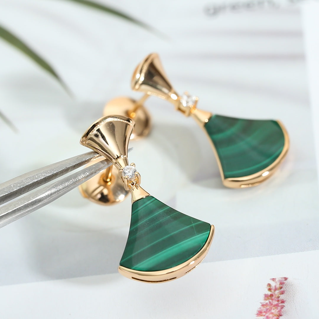 [：Polaidi]DREAM MALACHITE PINK GOLD EARRINGS