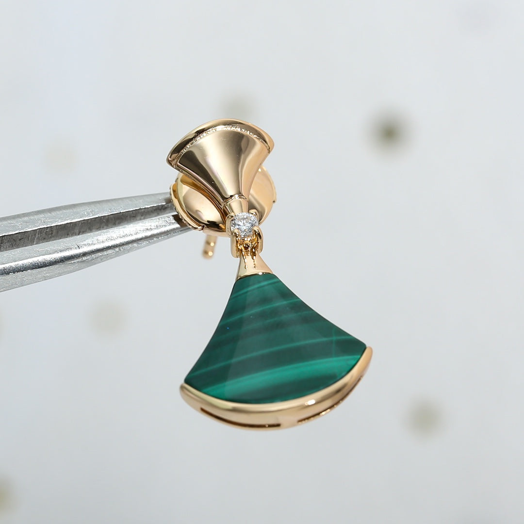 [：Polaidi]DREAM MALACHITE PINK GOLD EARRINGS