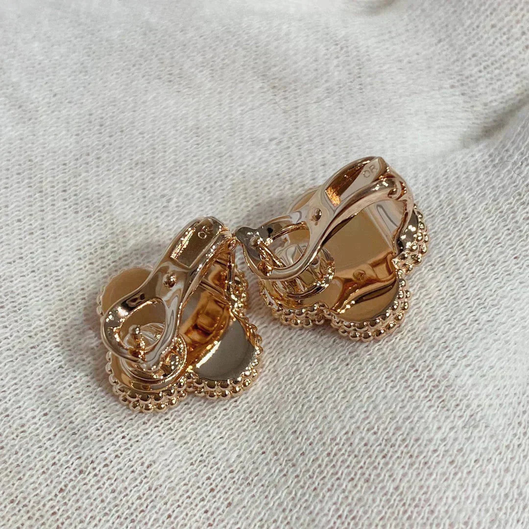 [：Polaidi Jewelry]クローバー ミディアム 1モチーフ カーネリアン ダイヤモンド イヤリング