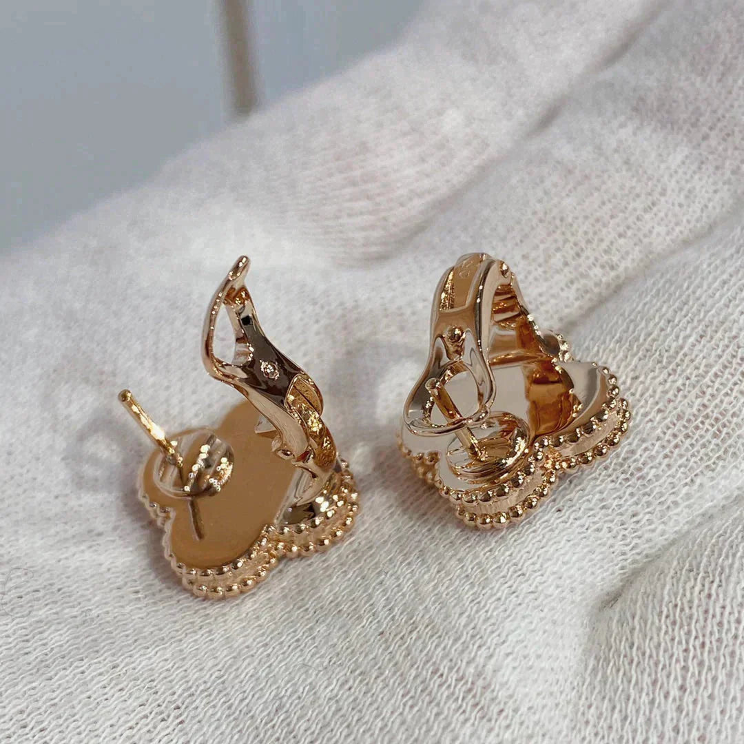[：Polaidi Jewelry]クローバー ミディアム 1モチーフ カーネリアン ダイヤモンド イヤリング