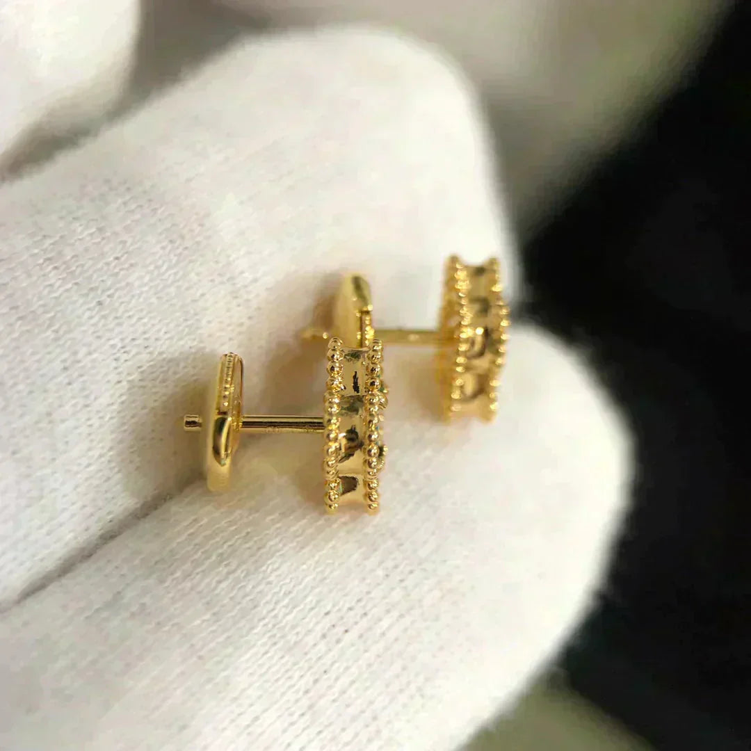 [：Polaidi Jewelry]CLOVER MINI 9.5MM MALACHITE  EARRINGS