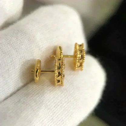 [：Polaidi Jewelry]CLOVER MINI 9.5MM MALACHITE  EARRINGS