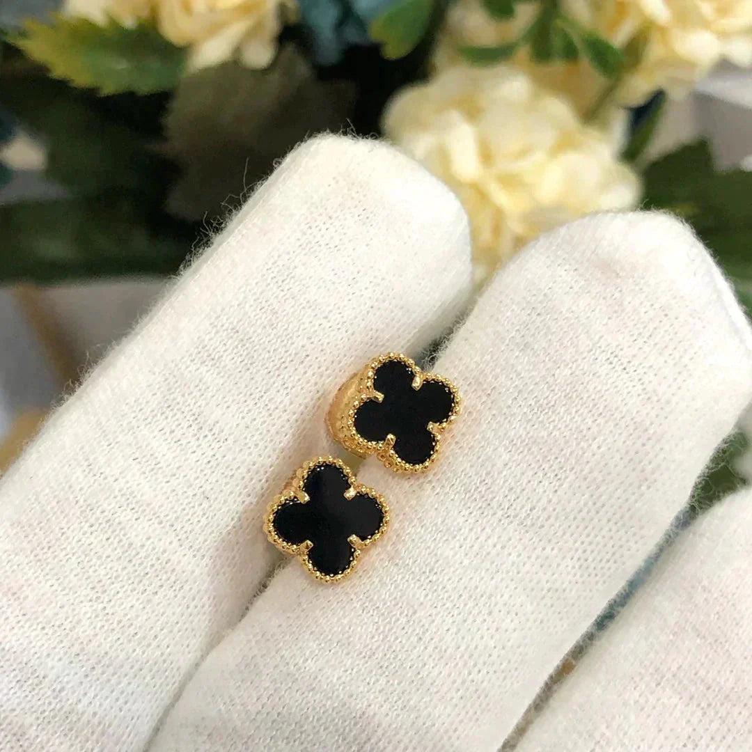 [Polaidi Jewelry]CLOVER MINI 9.5MM BLACK MOP EARRINGS