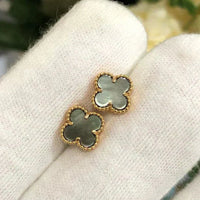 [Perlaura Jewelry ]CLOVER MINI 9.5MM GRAY MOP EARRINGS
