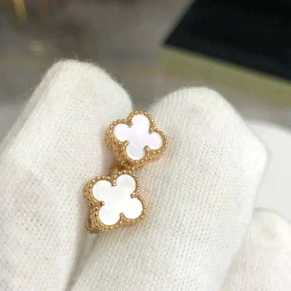 [：Polaidi Jewelry]CLOVER MINI 9.5MM WHITE MOP EARRINGS