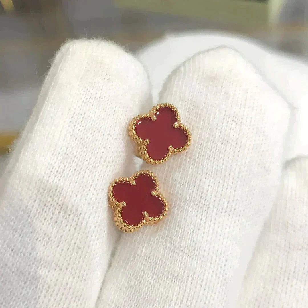 [：Polaidi Jewelry]クローバーミニ 9.5MM カーネリアンイヤリング