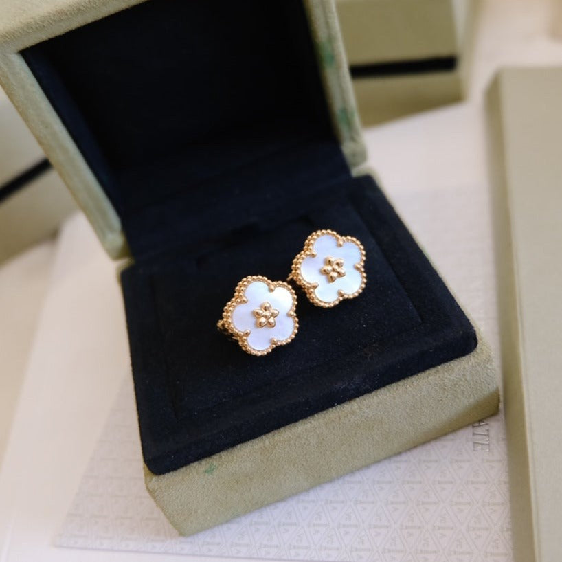 [：Polaidi Jewelry]LUCKY ピンクゴールド ホワイトマザーオブパールピアス