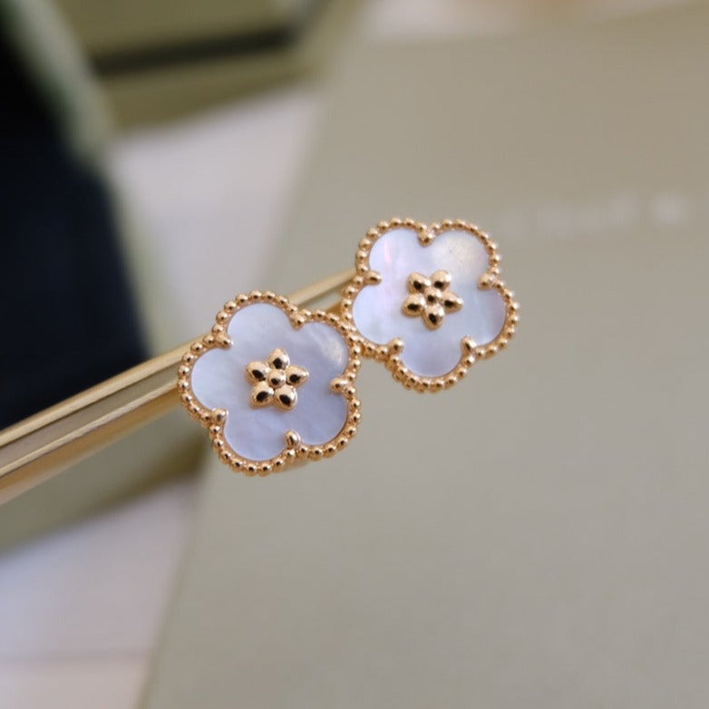 [：Polaidi Jewelry]LUCKY ピンクゴールド ホワイトマザーオブパールピアス