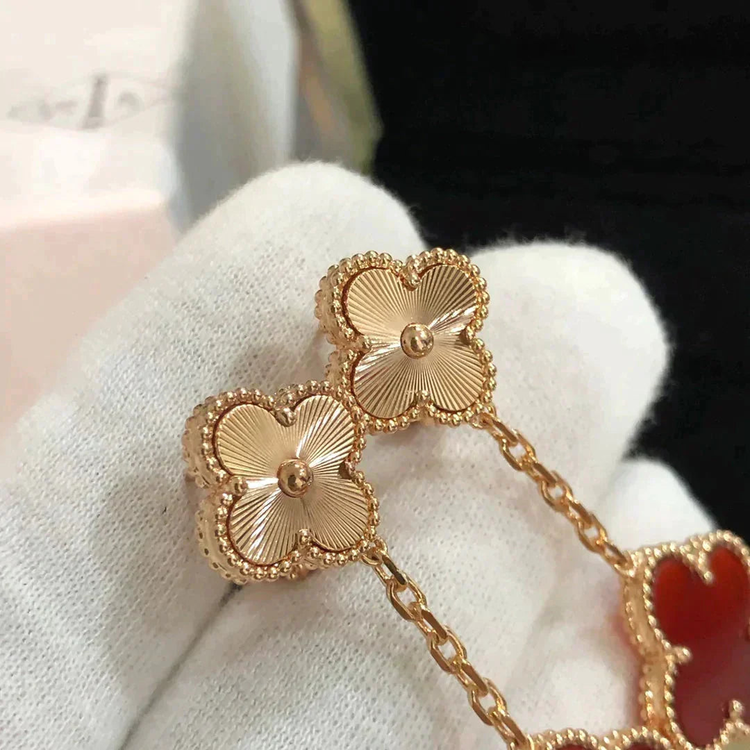 [Polaidi Jewelry]CLOVER 2 MOTIF  LASER CARNELIAN EARRINGS