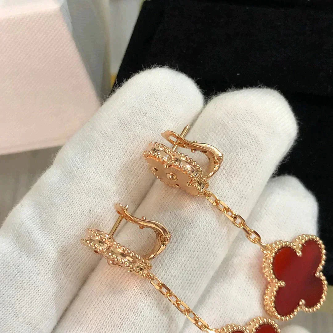 [：Polaidi Jewelry]クローバー 2モチーフ レーザーカーネリアンピアス