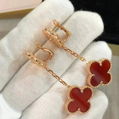 [：Polaidi Jewelry]クローバー 2モチーフ レーザーカーネリアンピアス