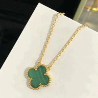 [Perlaura Jewelry ]CLOVER 15MM MALACHITE SINGLE FLOWER  NECKLACE