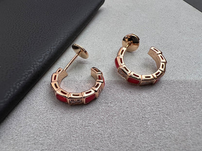 [：Polaidi]SERPENTI CARNELIAN PINK GOLD EARRINGS