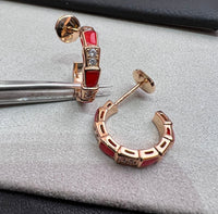 [Perlaura Jewelry ]SERPENTI CARNELIAN PINK GOLD EARRINGS