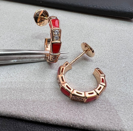 [：Polaidi]SERPENTI CARNELIAN PINK GOLD EARRINGS