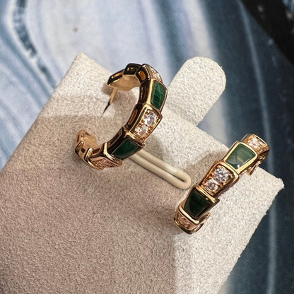 [：Polaidi]SERPENTI MALACHITE PINK GOLD EARRINGS