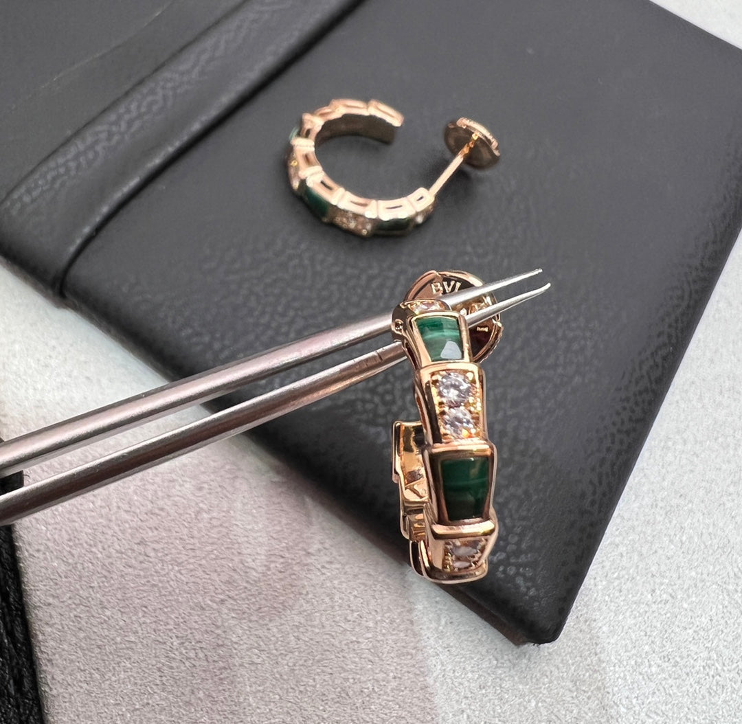 [：Polaidi]SERPENTI MALACHITE PINK GOLD EARRINGS