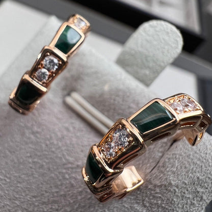 [：Polaidi]SERPENTI MALACHITE PINK GOLD EARRINGS