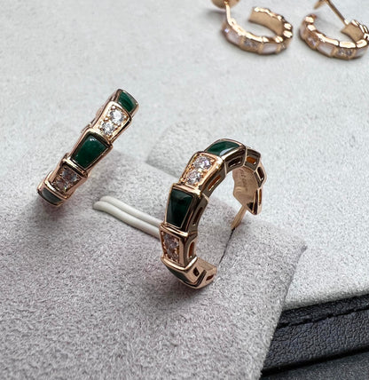 [：Polaidi]SERPENTI MALACHITE PINK GOLD EARRINGS