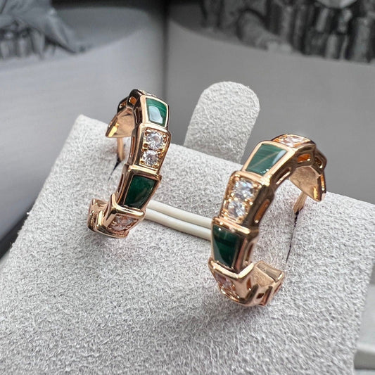 [：Polaidi]SERPENTI MALACHITE PINK GOLD EARRINGS