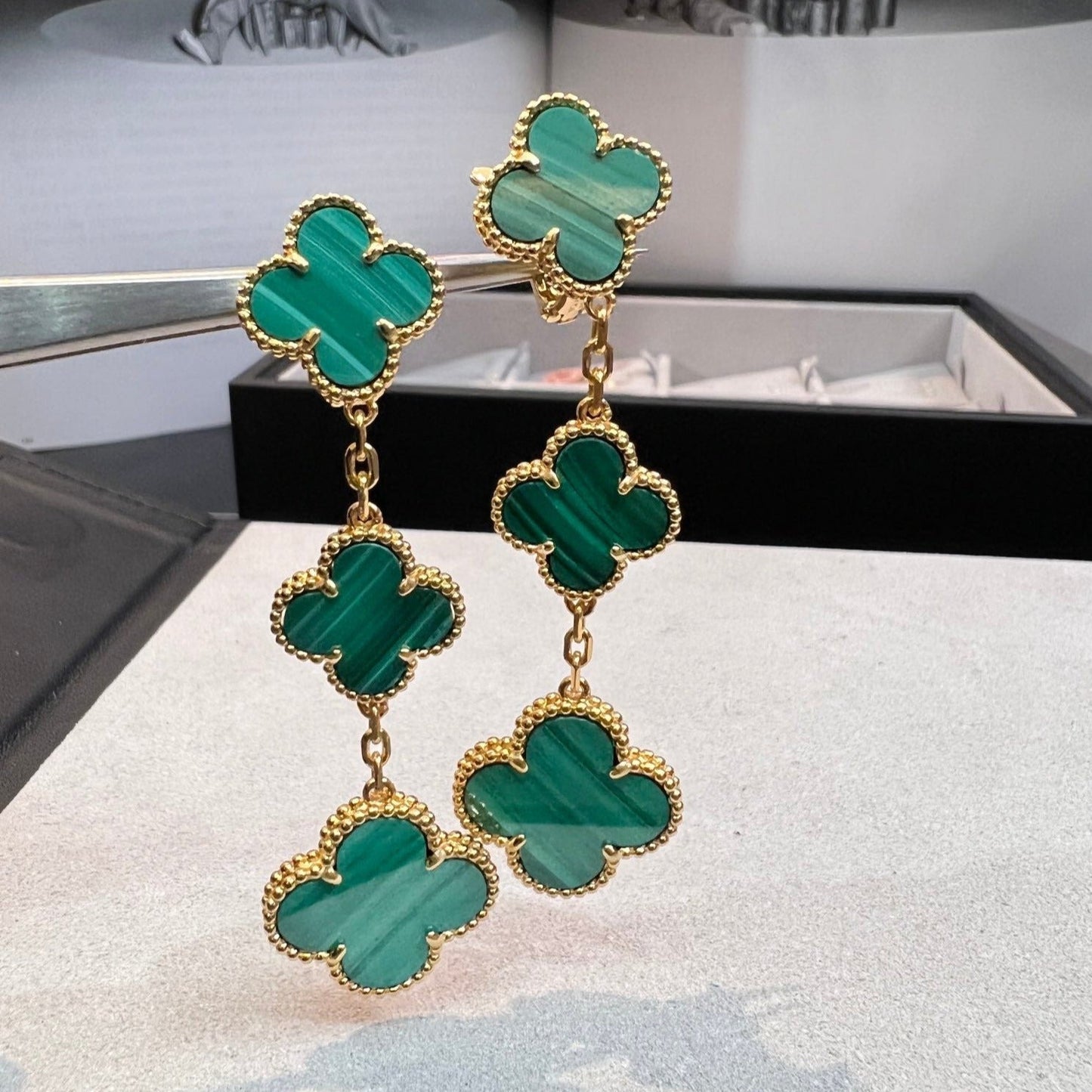 [Polaidi Jewelry]CLOVER MALACHITE 3 MOTIFS GOLD
