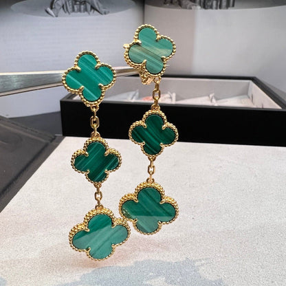 [：Polaidi Jewelry]CLOVER MALACHITE 3 MOTIFS GOLD