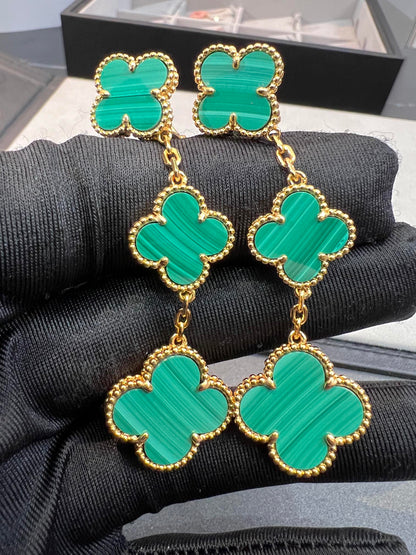 [：Polaidi Jewelry]CLOVER MALACHITE 3 MOTIFS GOLD