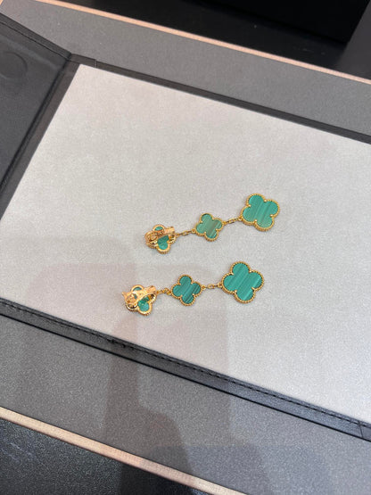 [：Polaidi Jewelry]CLOVER MALACHITE 3 MOTIFS GOLD