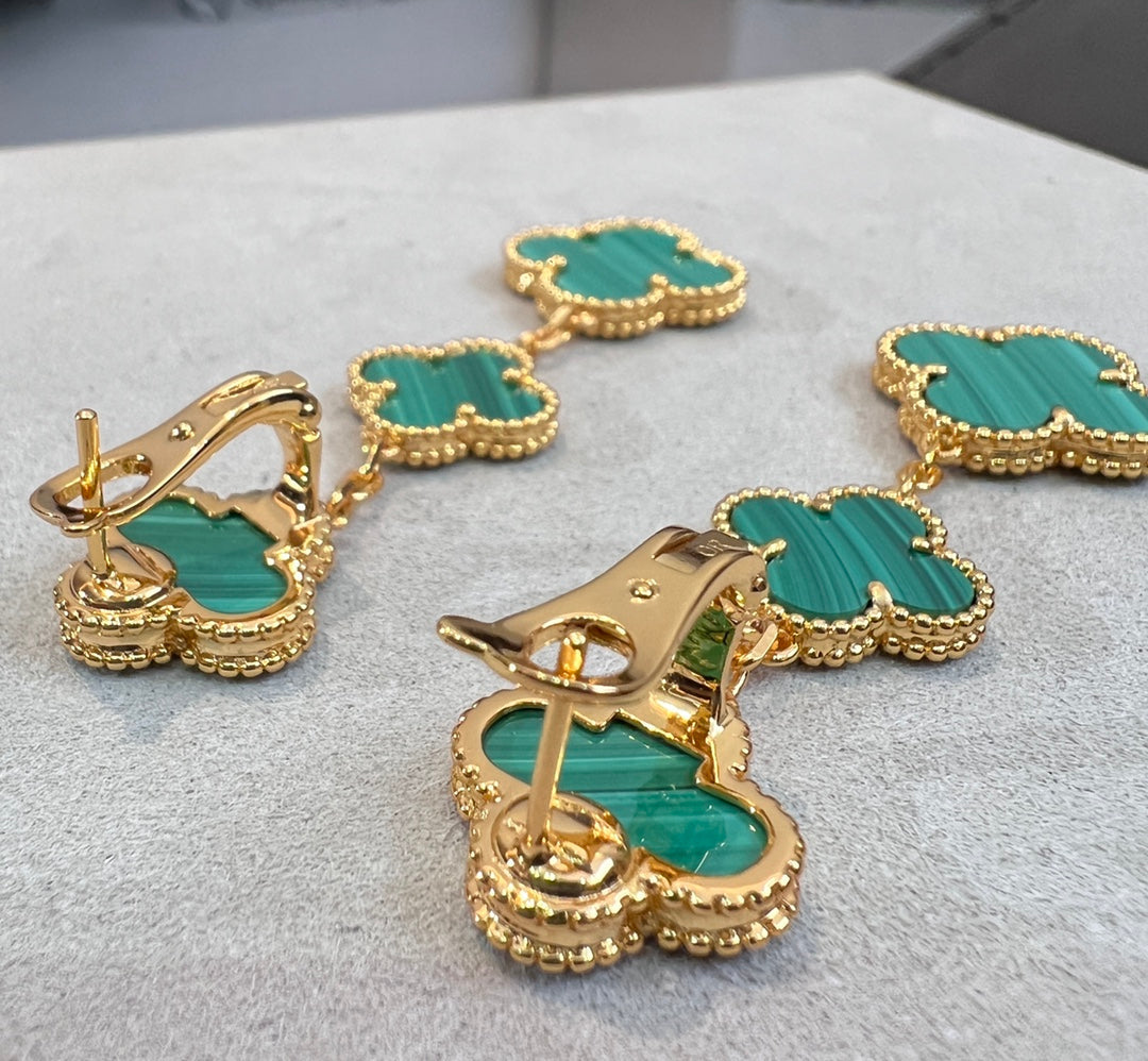[：Polaidi Jewelry]CLOVER MALACHITE 3 MOTIFS GOLD