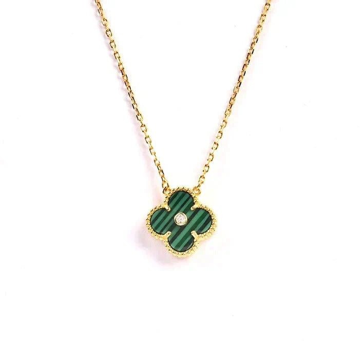 [：Polaidi Jewelry]CLOVER 15MM ダイヤモンド ターコイズ ネックレス