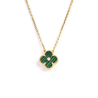 [Perlaura Jewelry ]CLOVER 15MM DIAMOND TURQUOISE NECKLACE