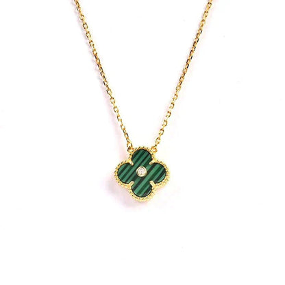 [：Polaidi Jewelry]CLOVER 15MM ダイヤモンド ターコイズ ネックレス