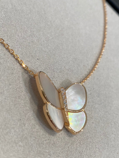 [：Polaidi Jewelry]バタフライ ゴールド マザーオブパール ダイヤモンド ネックレス