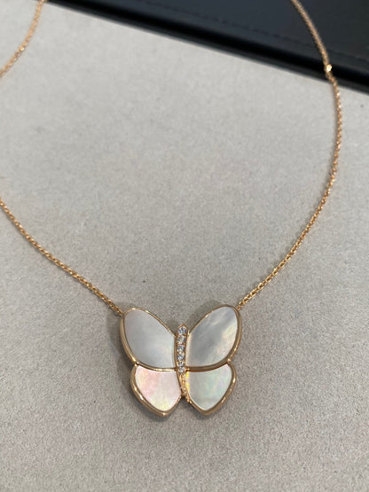 [Polaidi Jewelry]BUTTERFLY GOLD MOP DIAMOND NECKLACE