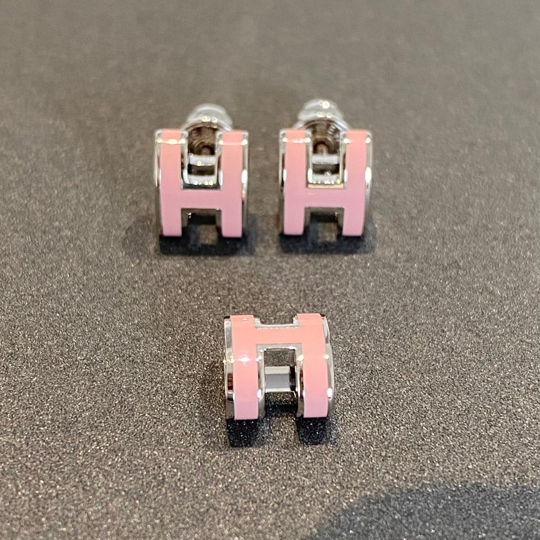 [Polaidi Jewelry]MINI POP H SILVER EARRINGS PINK