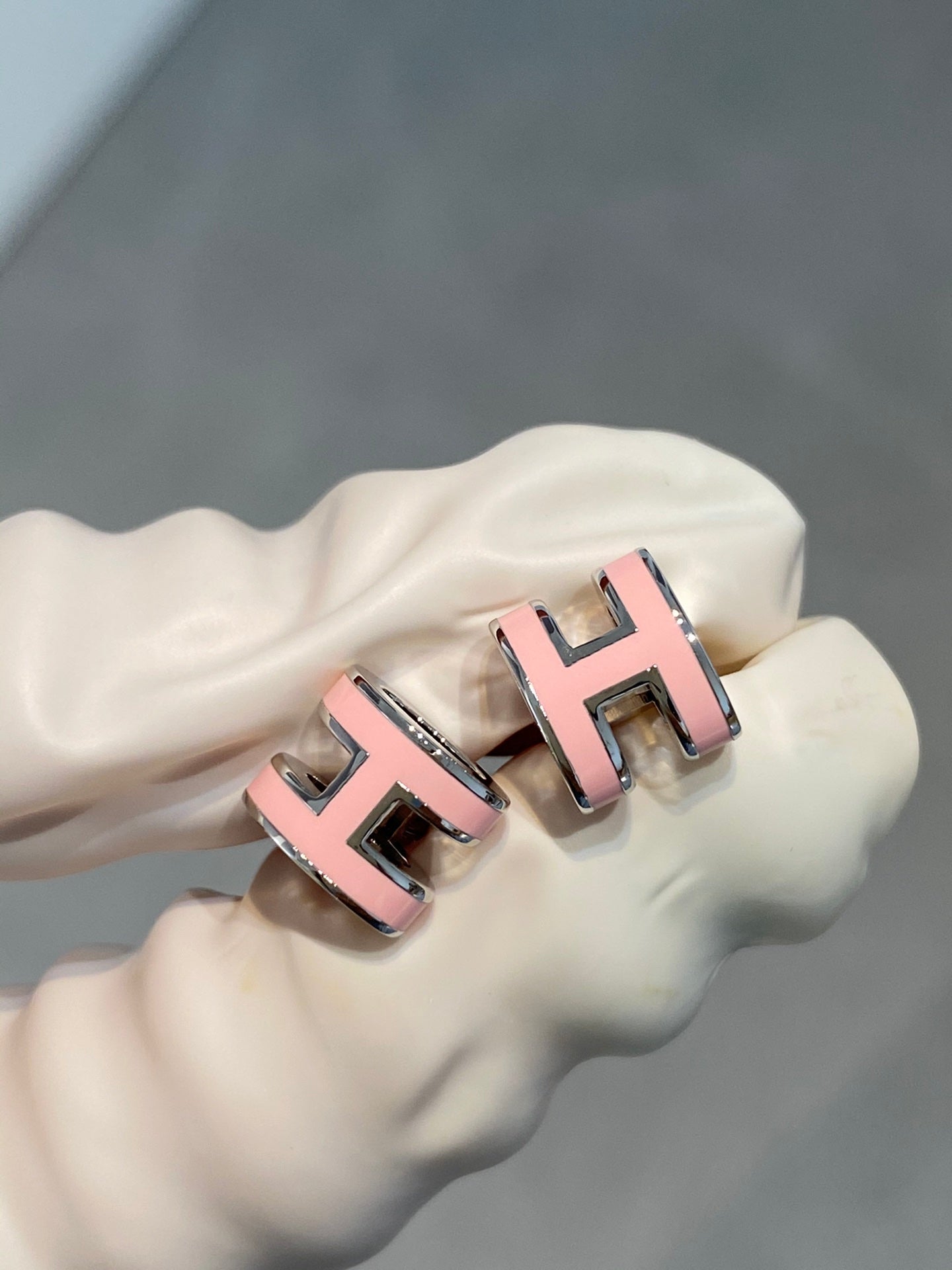 [Polaidi Jewelry]MINI POP H SILVER EARRINGS PINK