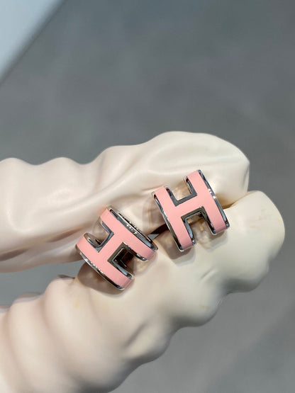 [Polaidi Jewelry]MINI POP H SILVER EARRINGS PINK