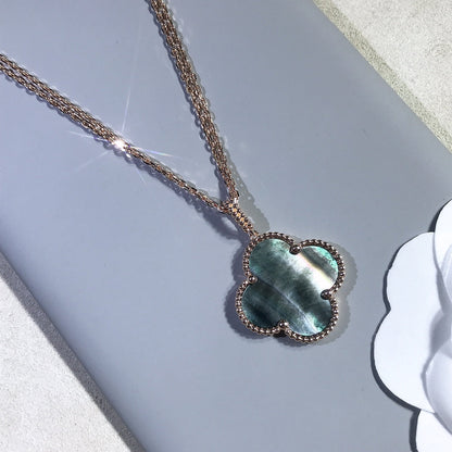 [: Polaidi Jewelry]クローバー 25MM ゴールド ダークマザーオブパール ビッグクローバーネックレス