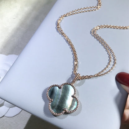 [: Polaidi Jewelry]クローバー 25MM ゴールド ダークマザーオブパール ビッグクローバーネックレス
