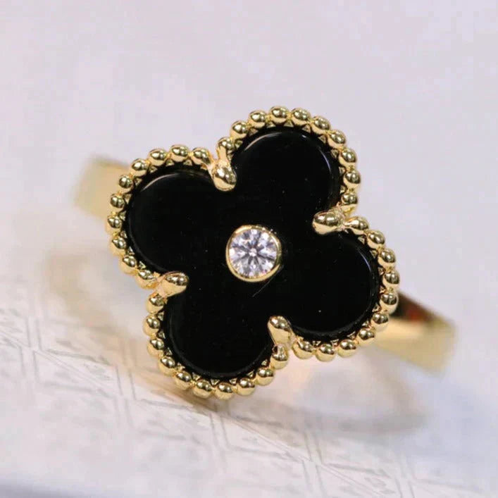 [：Polaidi Jewelry]クローバー オニキス リング ゴールド ダイヤモンド