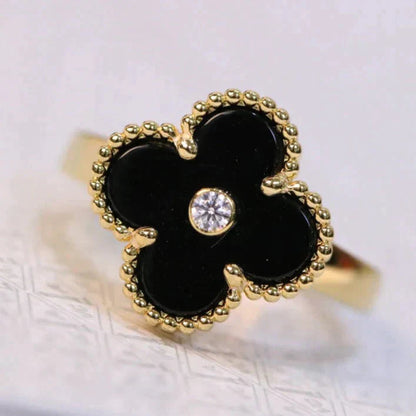 [：Polaidi Jewelry]クローバー オニキス リング ゴールド ダイヤモンド