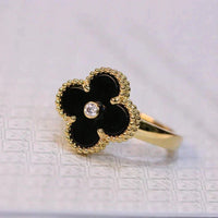 [Perlaura Jewelry ]CLOVER ONYX RING GOLD DIAMOND